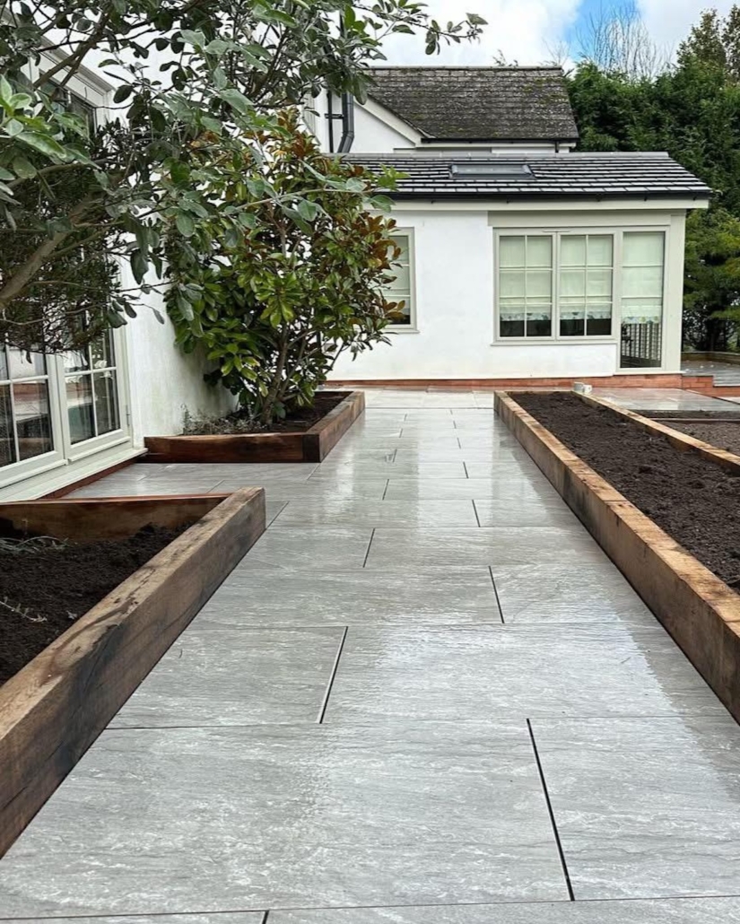 porcelain patio pathway in Hale Barns